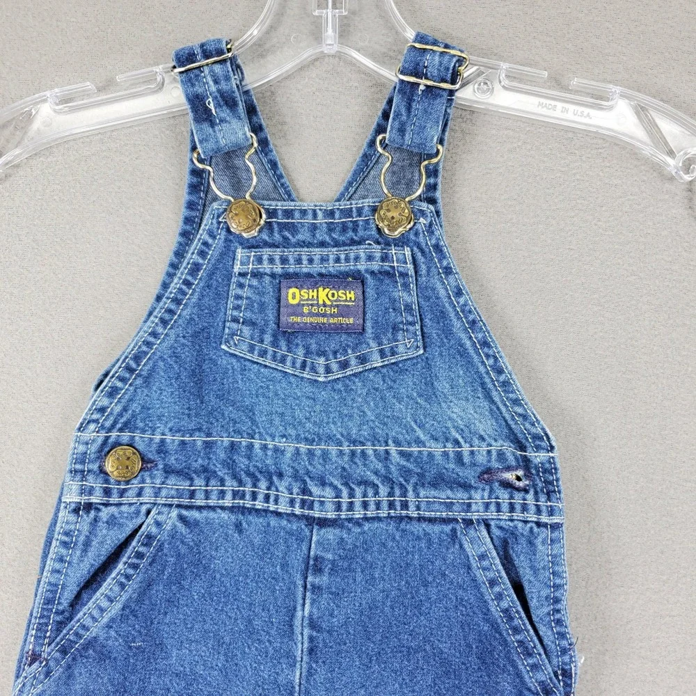 OshKosh B'gosh Denim Overalls Baby 6/9M Blue Vintage USA Made‎ Vestbak Classic